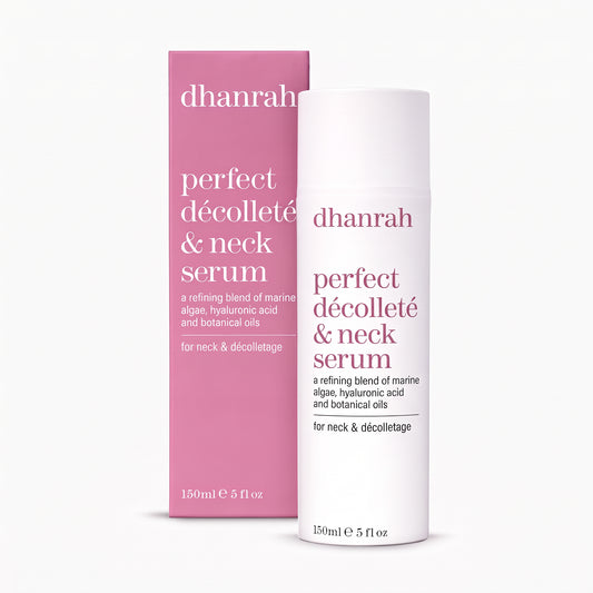 dhanrah Neck & Décolletage Serum bottle and carton